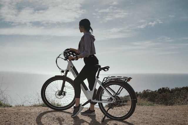 Rider on an electric bicycle